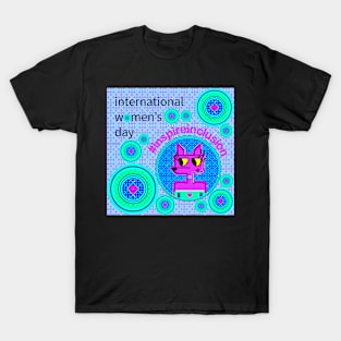 Pixel Pink Heart Dog for International Women’s Day #inspireinclusion T-Shirt